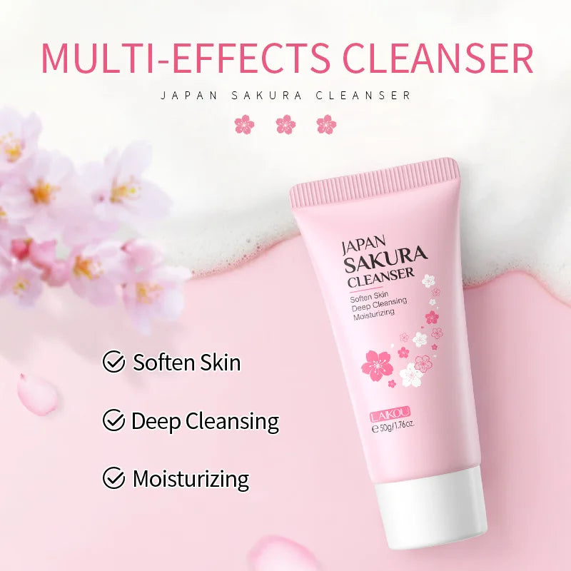 Sakura Facial Cleaner Korean Face  Toner Eye Cream Sunscreen Cosmetics Skin Care Set