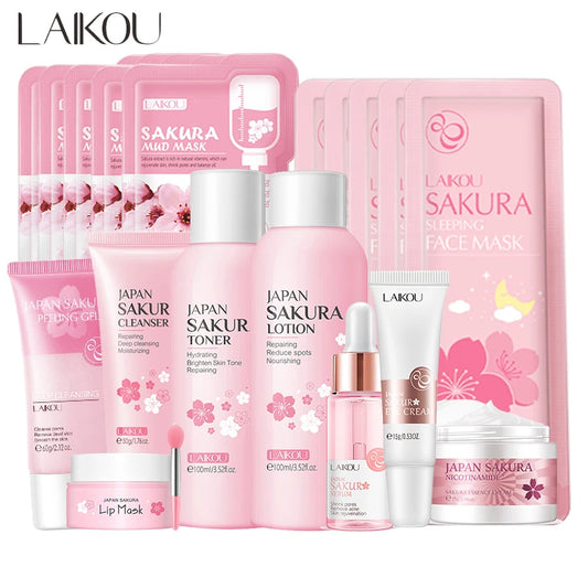 Sakura Facial Cleaner Korean Face  Toner Eye Cream Sunscreen Cosmetics Skin Care Set